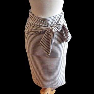 Rehab black and white pinstripe pencil skirt w/ sash size S stretchy